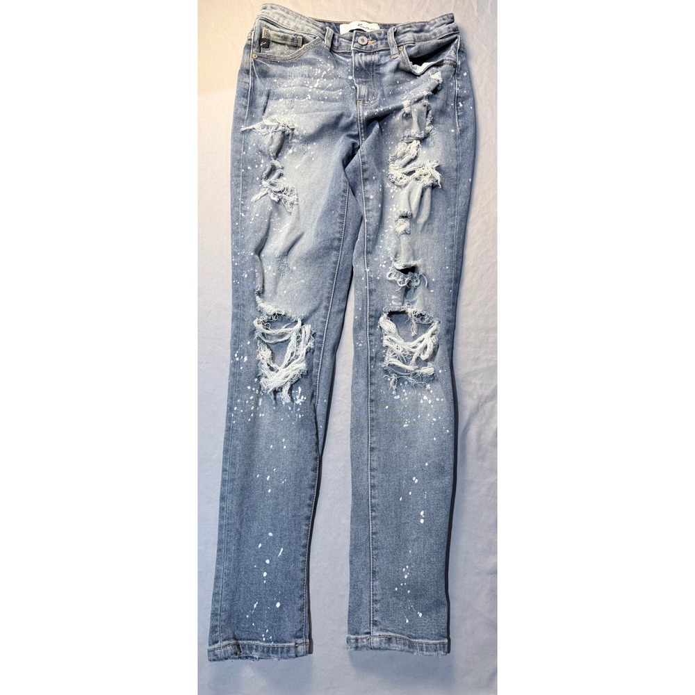 KanCan Distressed Paint Splatter Skinny Jeans Light Wash KC8368L‎ Womens Size 3